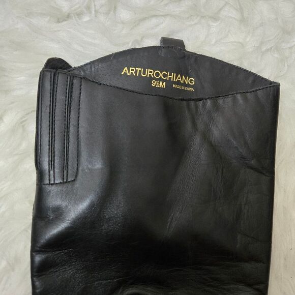 ARTURO CHIANG Black Leather Knee High Riding Boots Women's Size 9.5M - Picture 6 of 11